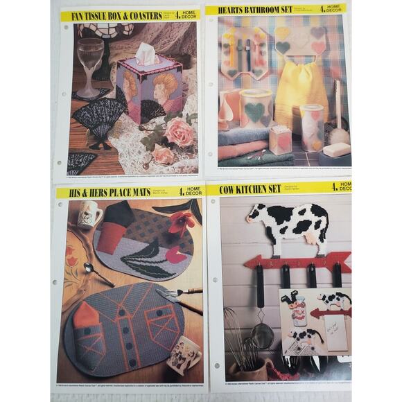 (J5) 1992 Annie's Attic Plastic Canvas Pattern Home Decor Lot of 7 - Picture 2 of 6